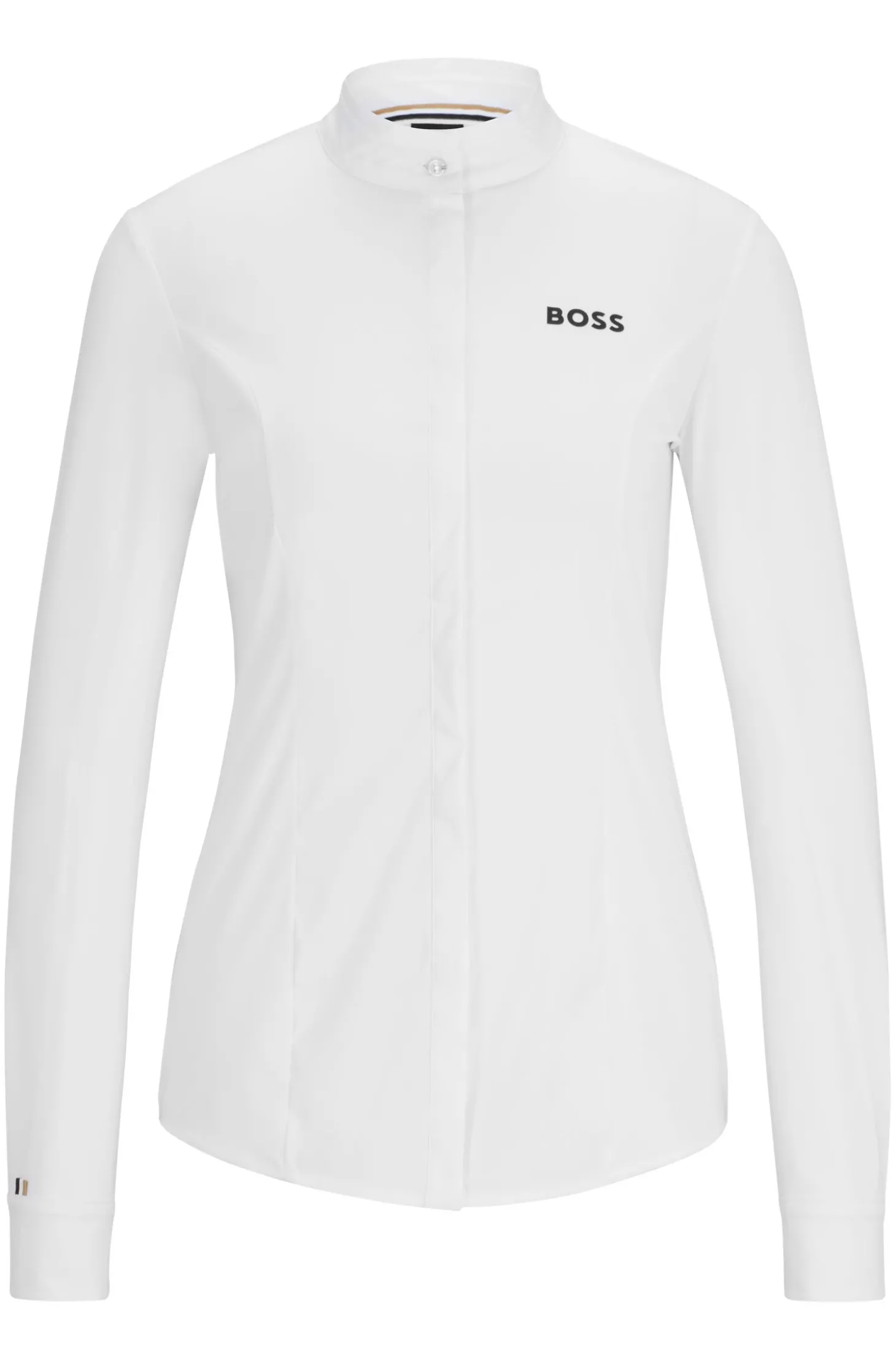 Slim-Fit Turnierbluse für den Reitsport aus Material-Mix