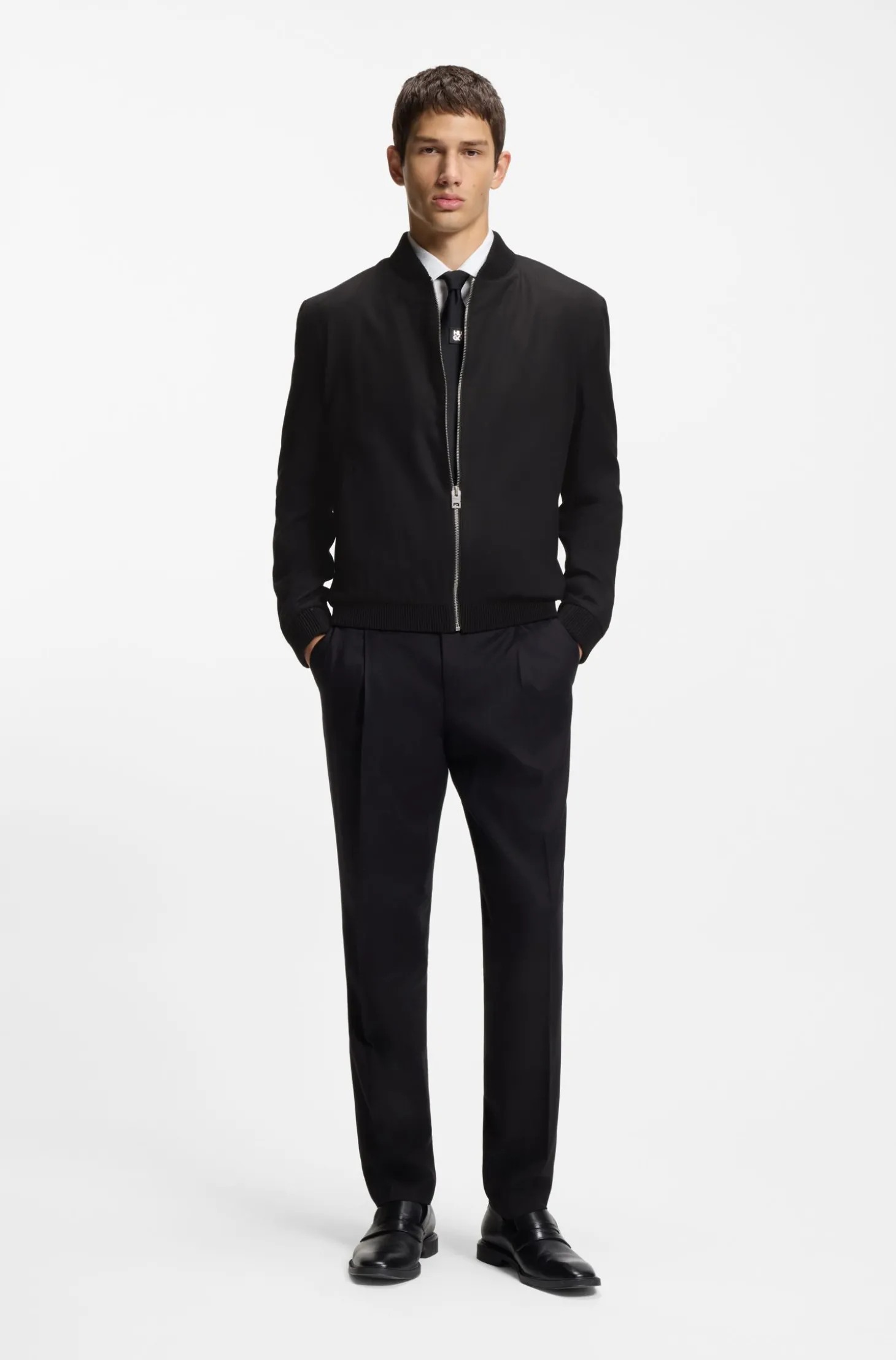 Slim-Fit Twill-Jacke mit Reißverschluss