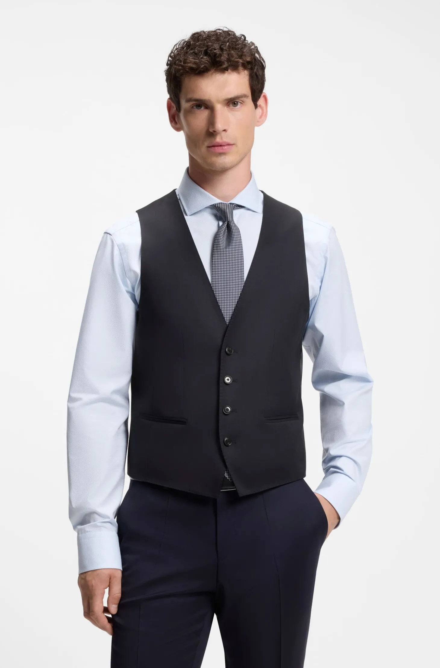 Slim-Fit Weste aus Schurwoll-Serge