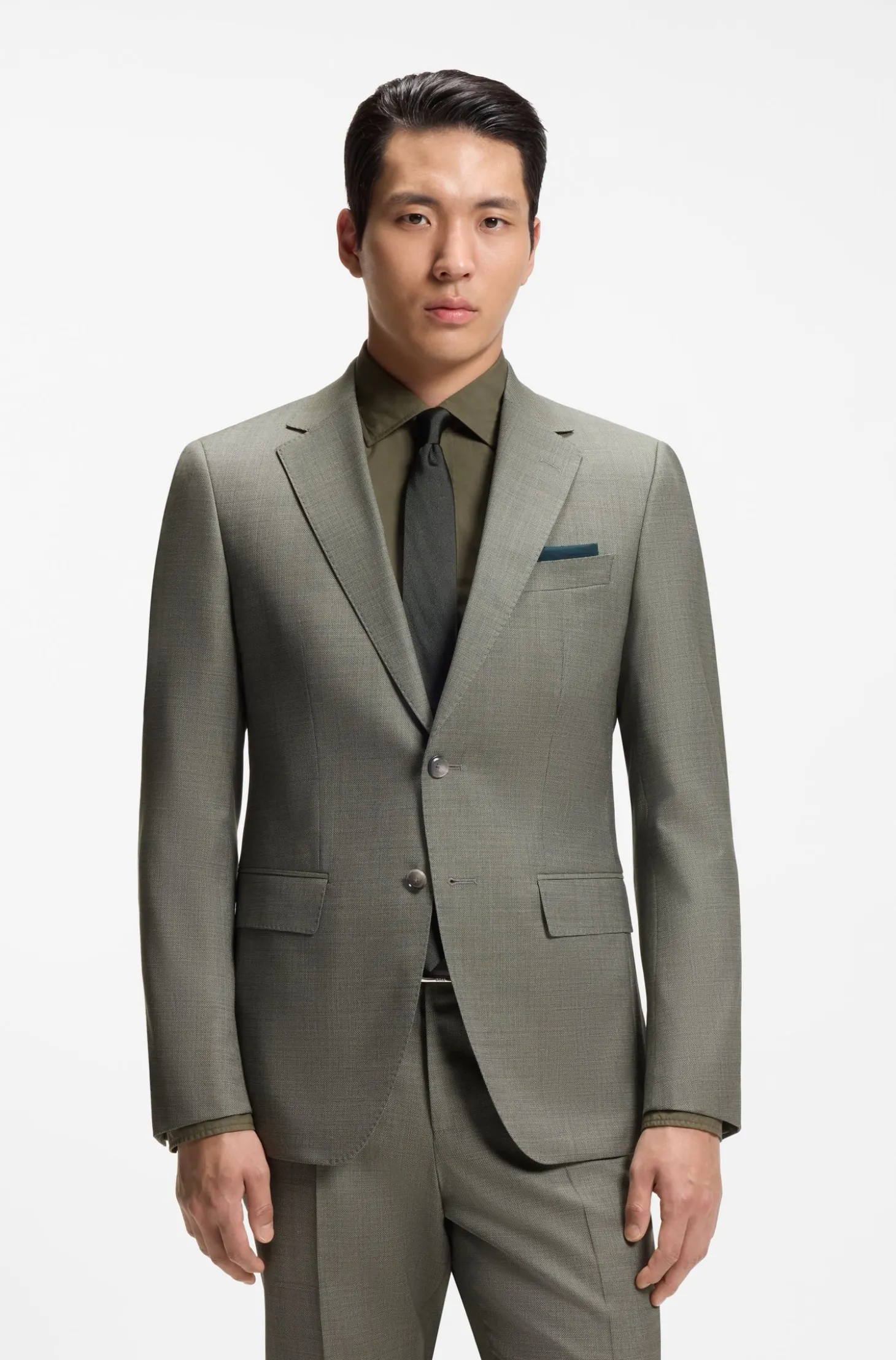 Slim-Fit Zweiteiler aus gemusterter Stretch-Wolle