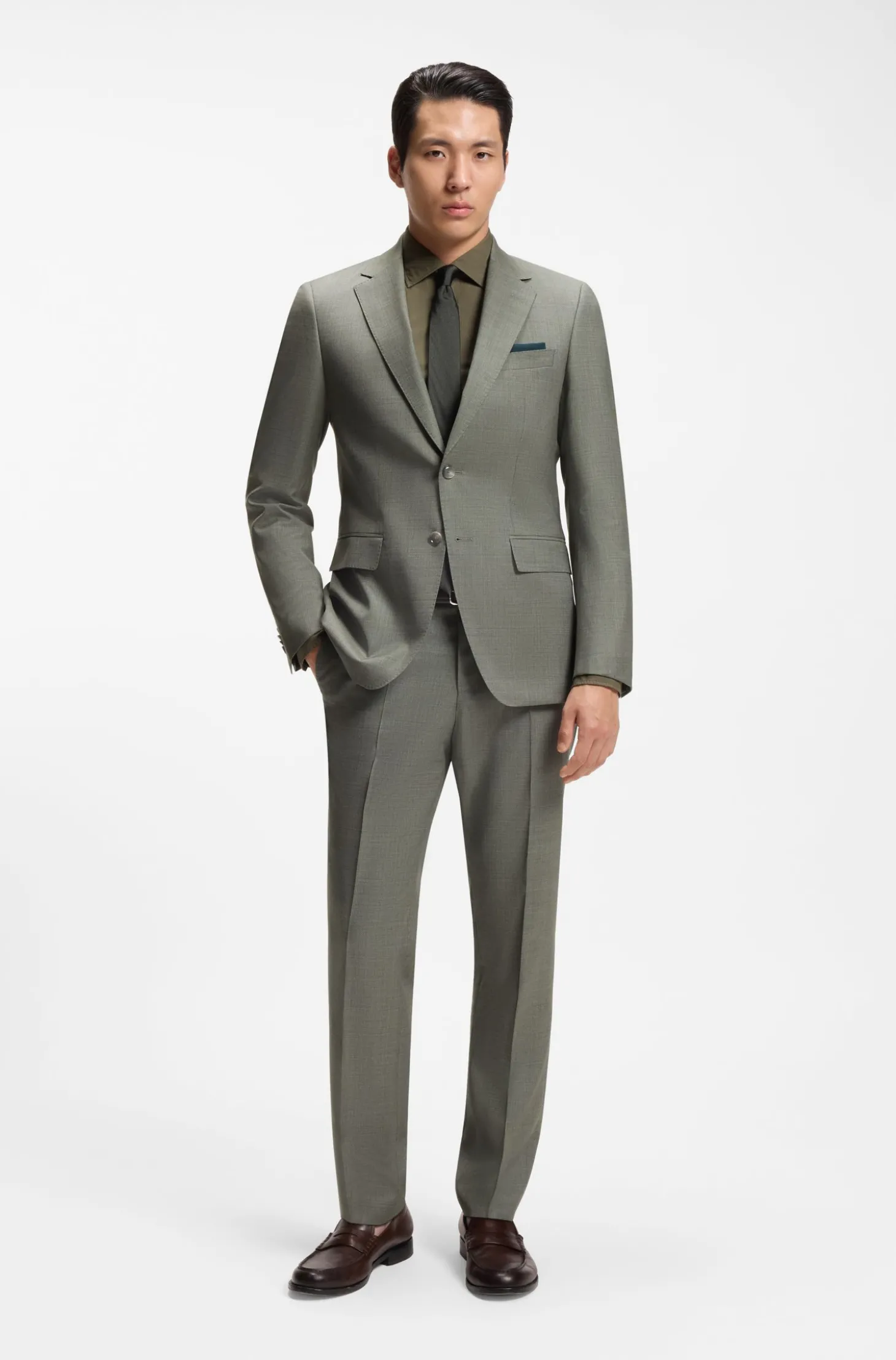 Slim-Fit Zweiteiler aus gemusterter Stretch-Wolle