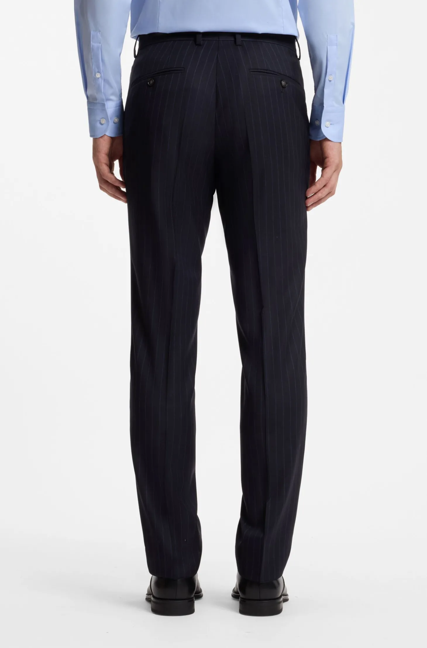 Slim-Fit Zweiteiler aus gestreifter Stretch-Wolle