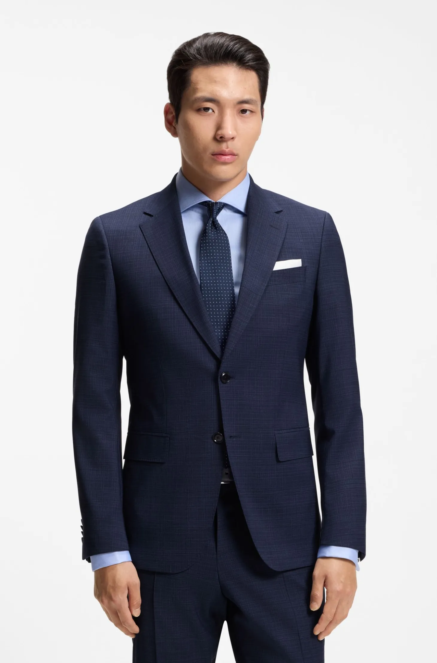 Slim-Fit Zweiteiler aus karierter Stretch-Wolle