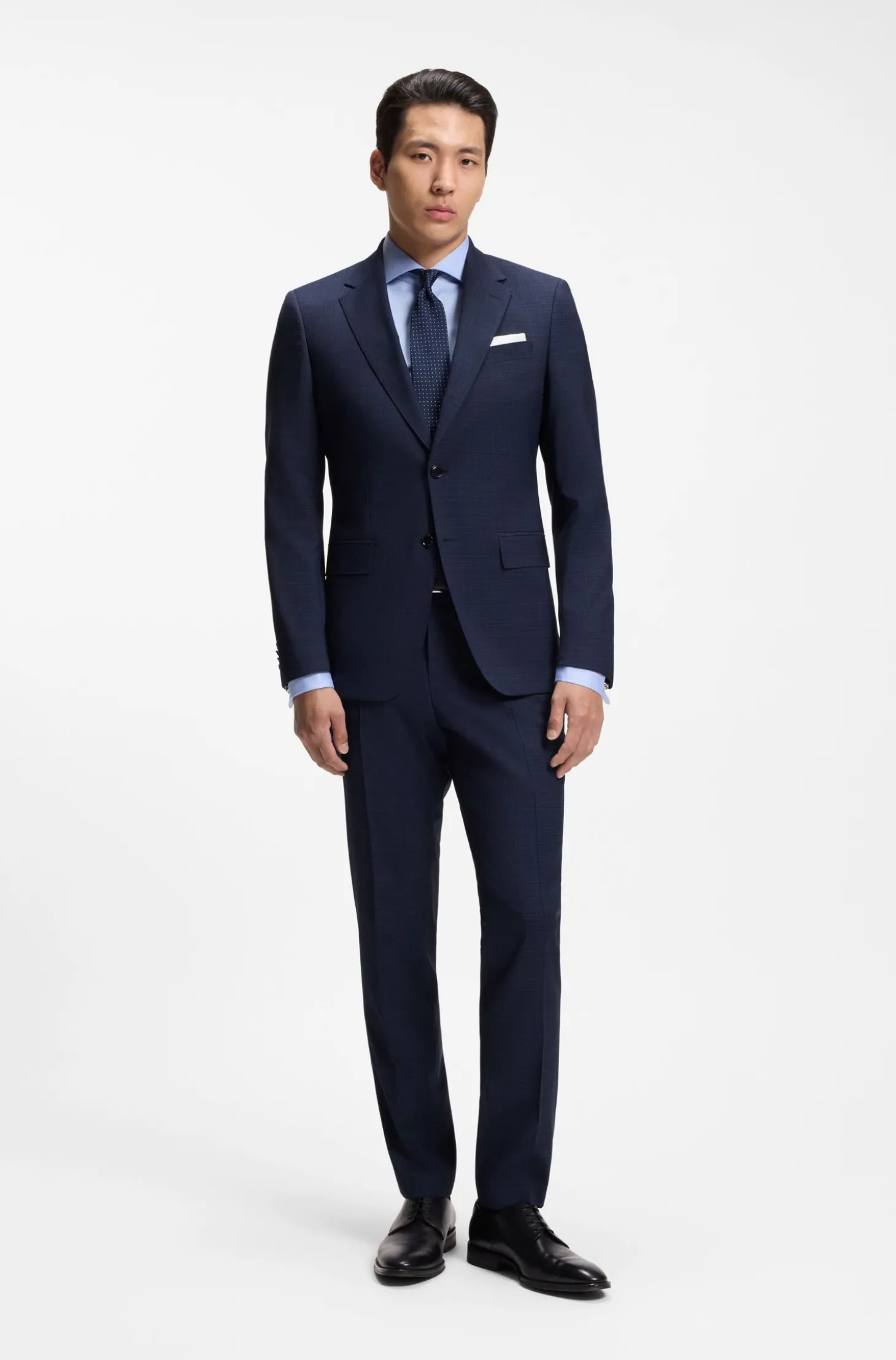 Slim-Fit Zweiteiler aus karierter Stretch-Wolle