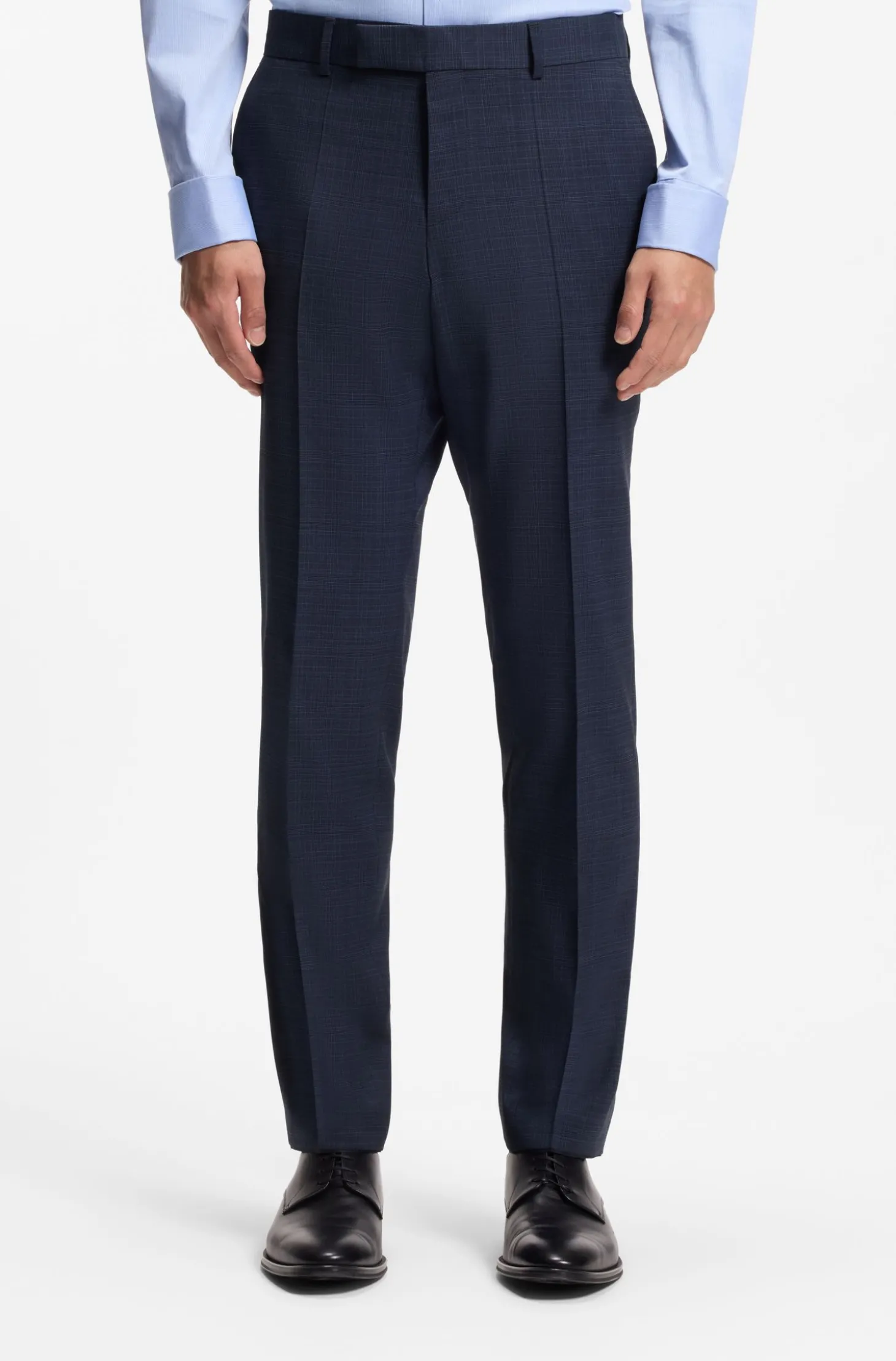 Slim-Fit Zweiteiler aus karierter Stretch-Wolle