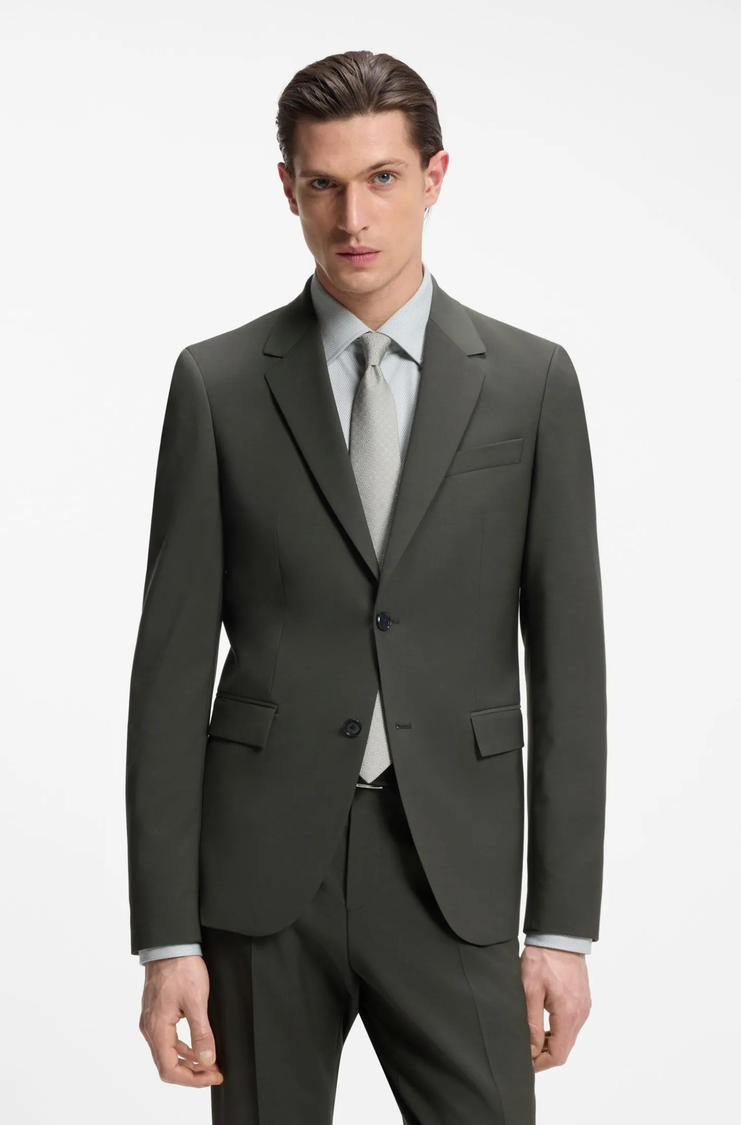 Slim-Fit Zweiteiler aus Stretch-Schurwolle