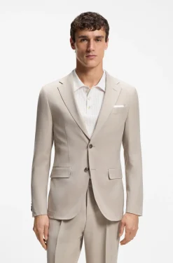 Slim-Fit Zweiteiler aus Woll-Mix mit Seide