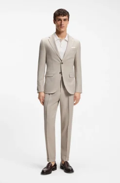 Slim-Fit Zweiteiler aus Woll-Mix mit Seide