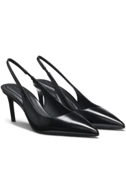 Slingbacks aus Lackleder