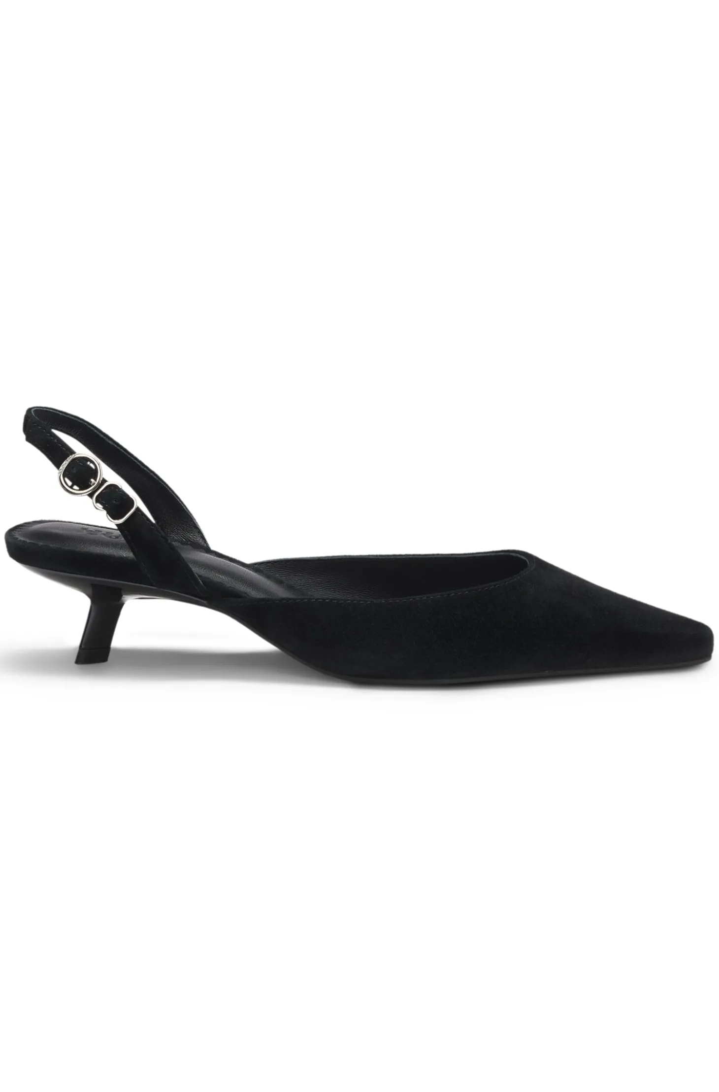 Slingbacks aus Veloursleder mit Pfennigabsatz
