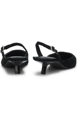 Slingbacks aus Veloursleder mit Pfennigabsatz
