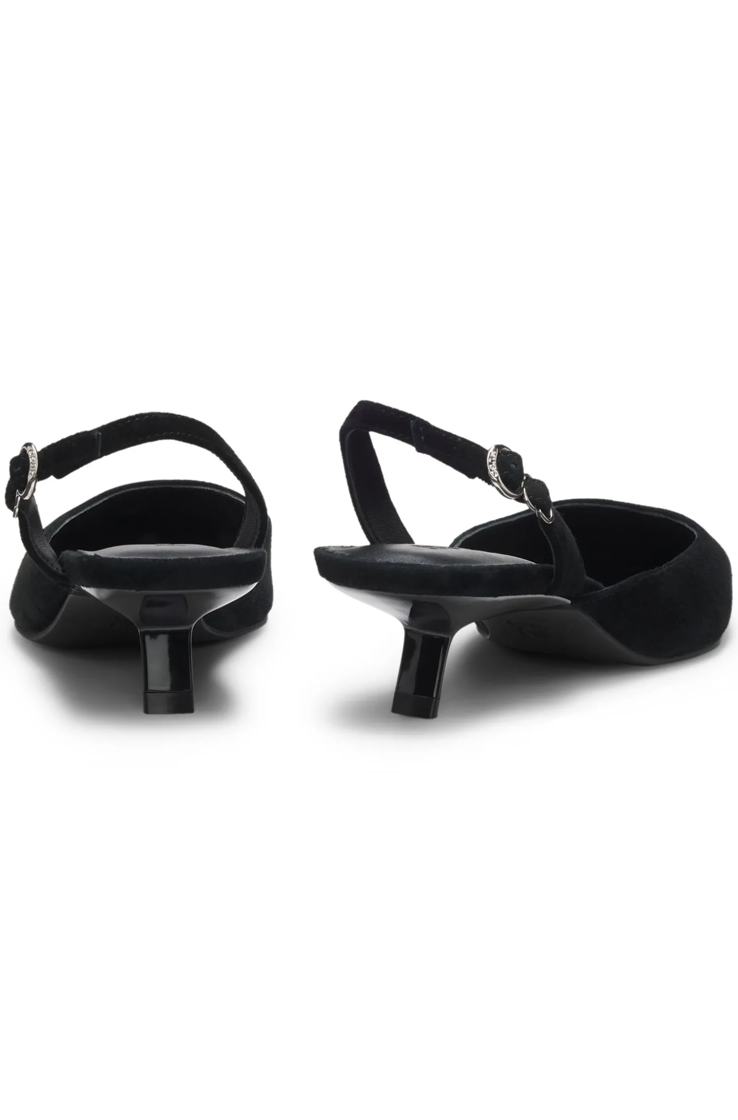 Slingbacks aus Veloursleder mit Pfennigabsatz