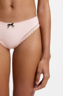 Slip aus elastischer Mikrofaser mit mittlerer Bundhöhe und Spitzenbesatz