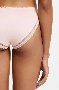 Slip aus elastischer Mikrofaser mit mittlerer Bundhöhe und Spitzenbesatz