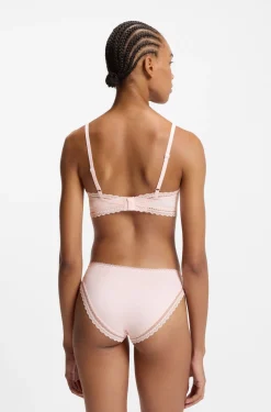 Slip aus elastischer Mikrofaser mit mittlerer Bundhöhe und Spitzenbesatz