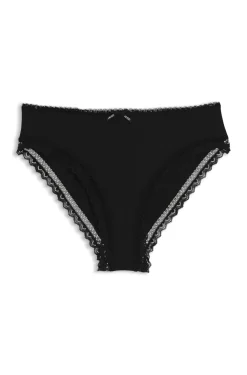 Slip aus elastischer Mikrofaser mit mittlerer Bundhöhe und Spitzenbesatz