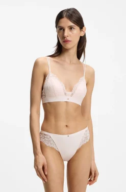 Slip aus Spitze mit plissierten Mesh-Details