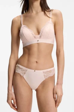 Slip aus Spitze mit plissiertem Mesh und goldenem Anhänger