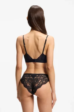Slip aus Spitze mit plissierten Mesh-Details
