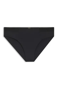 Slip mit niedriger Bundhöhe, goldfarbener Plakette und Monogramm-Spitze