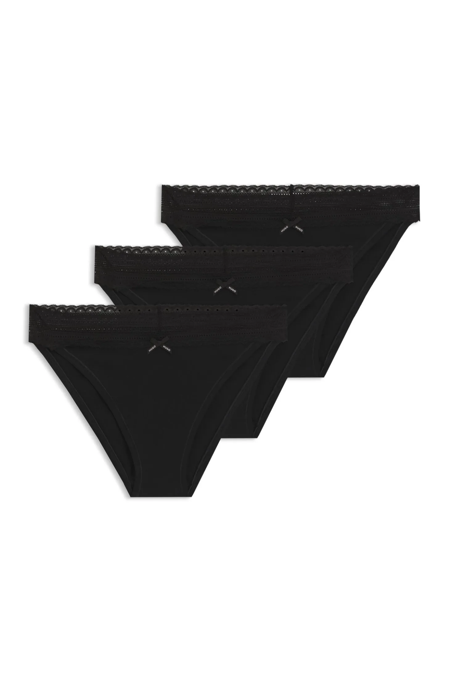 Slips aus Stretch-Baumwolle mit Spitzenbesatz im Dreierpack
