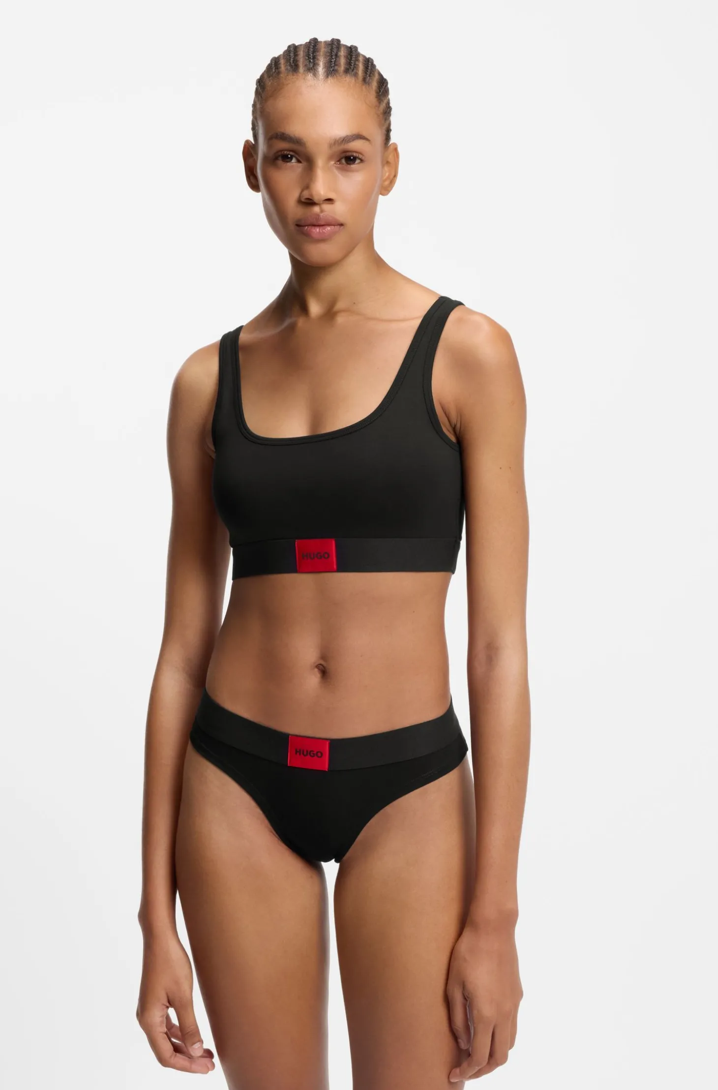 Slips aus Stretch-Baumwolle mit rotem Logo-Label