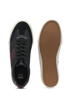 Sneakers aus genarbtem Kunstleder mit Lederbesätzen