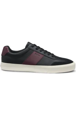 Sneakers aus genarbtem Kunstleder mit Lederbesätzen
