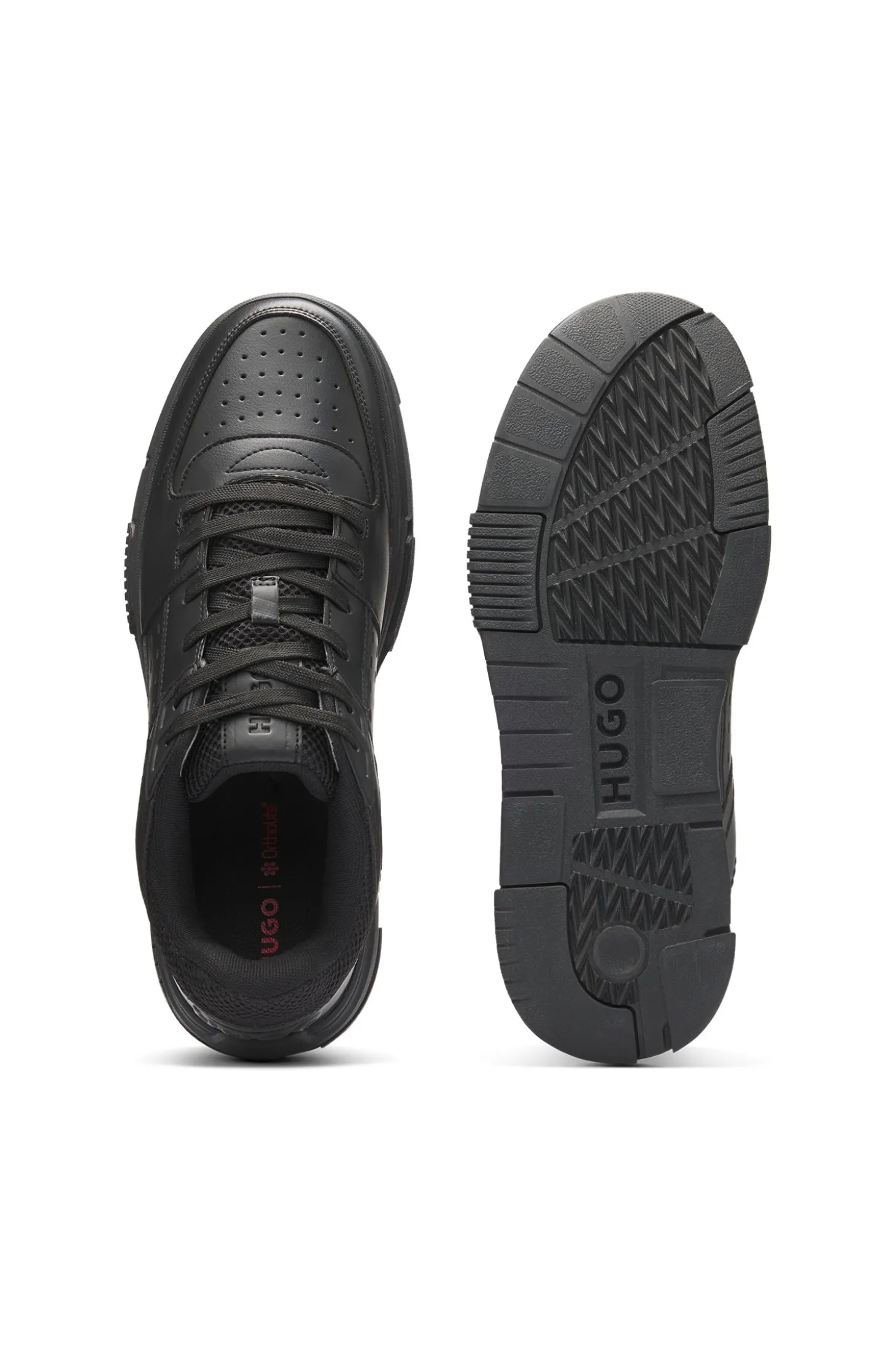 Sneakers aus Kunstleder mit Mesh-Details