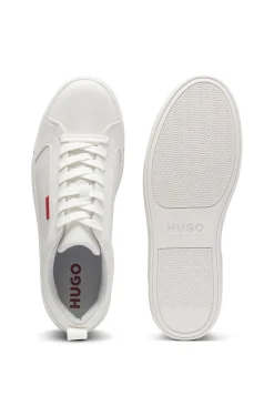 Sneakers aus Kunstleder mit rotem Logo-Etikett