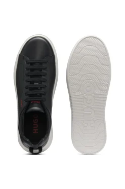 Sneakers aus Leder mit Cupsohle und roten Logo-Details