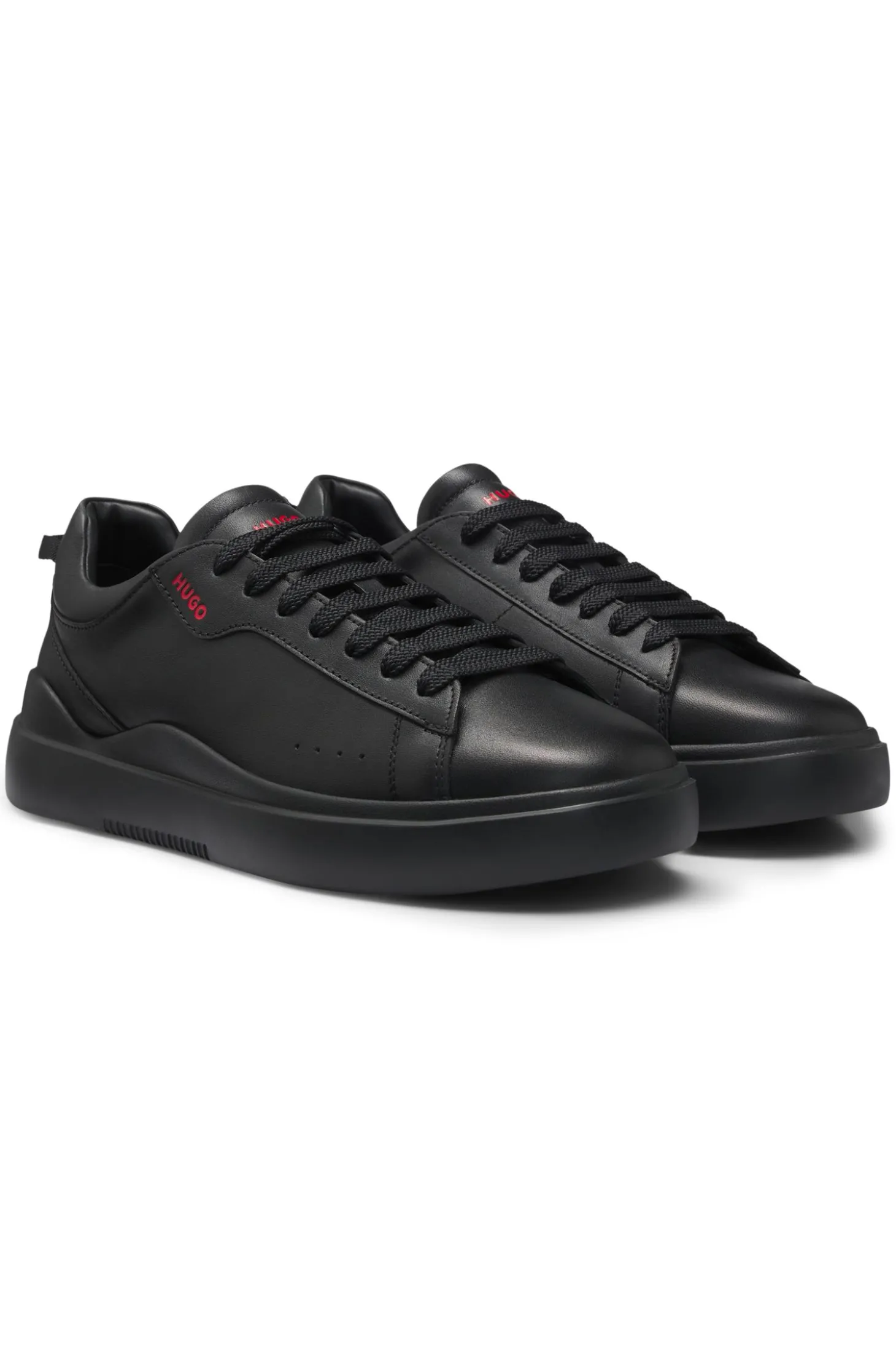 Sneakers aus Leder mit Cupsohle und roten Logo-Details