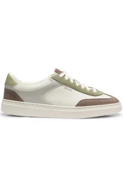 Sneakers aus Leder mit Cupsohle und Veloursleder-Details