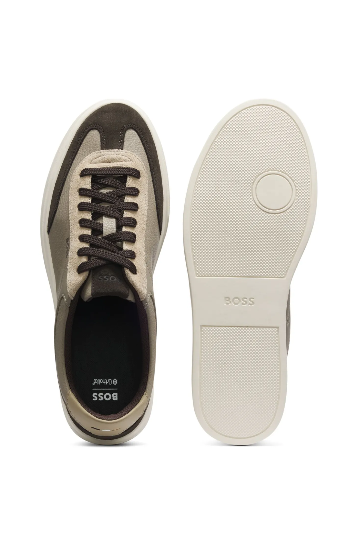 Sneakers aus Leder mit Cupsohle und Veloursleder-Details