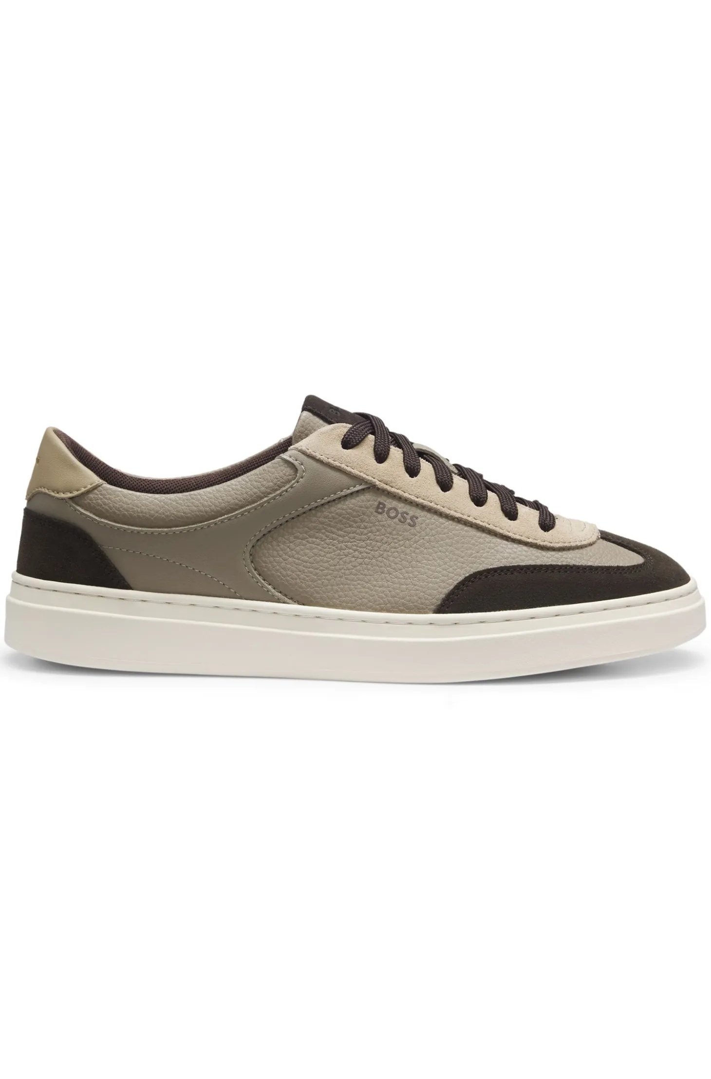 Sneakers aus Leder mit Cupsohle und Veloursleder-Details