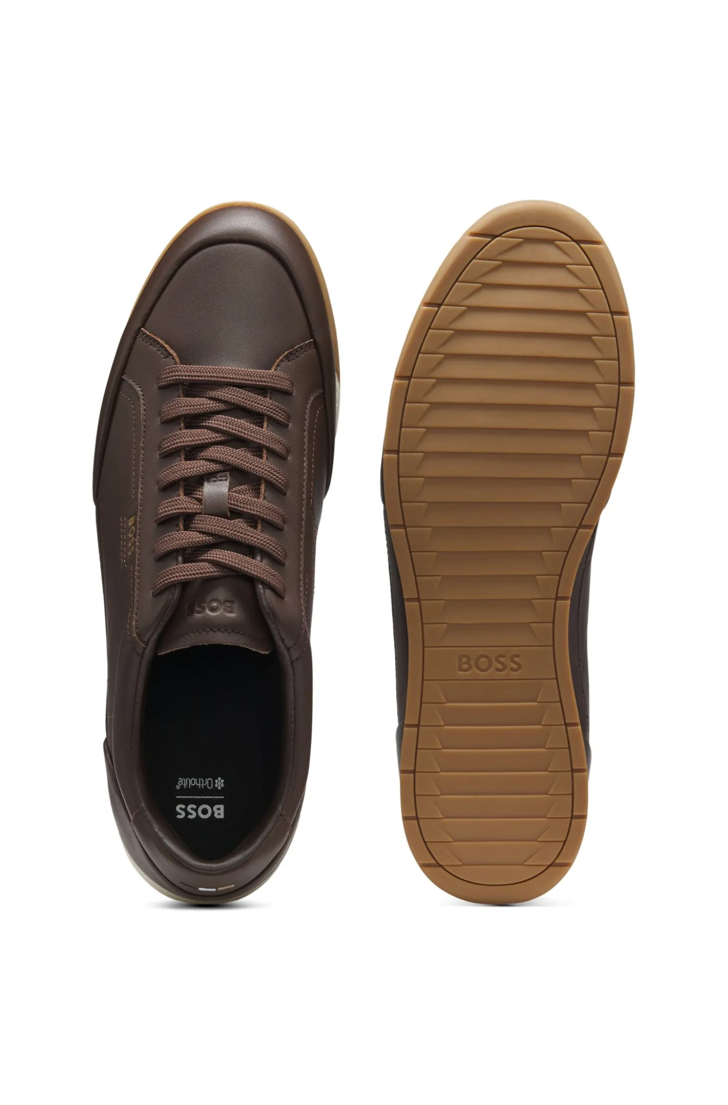 Sneakers aus Leder mit Folien-Logo