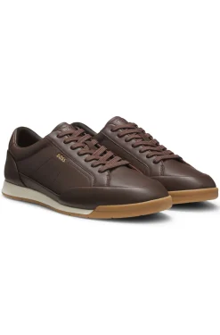 Sneakers aus Leder mit Folien-Logo
