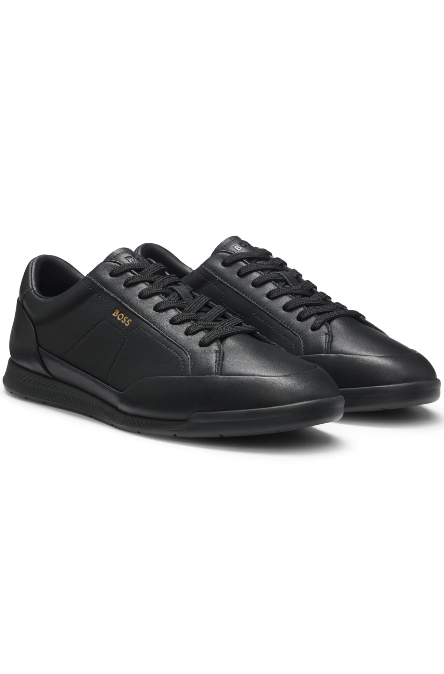 Sneakers aus Leder mit Folien-Logo