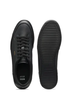 Sneakers aus Leder mit Folien-Logo