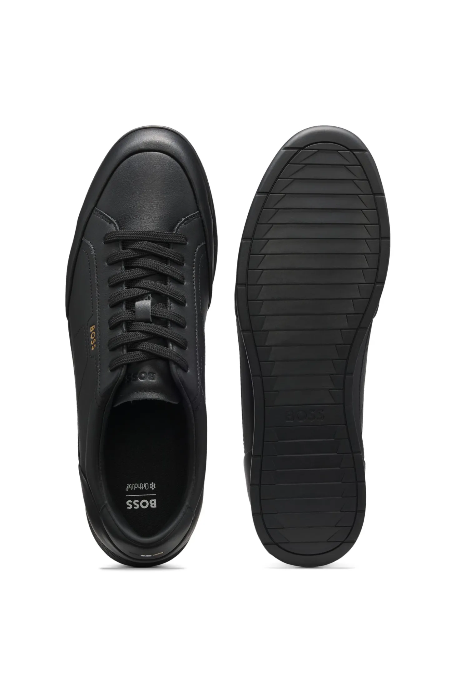 Sneakers aus Leder mit Folien-Logo