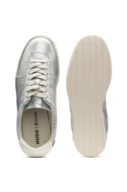Sneakers aus Leder mit Metallic-Effekt