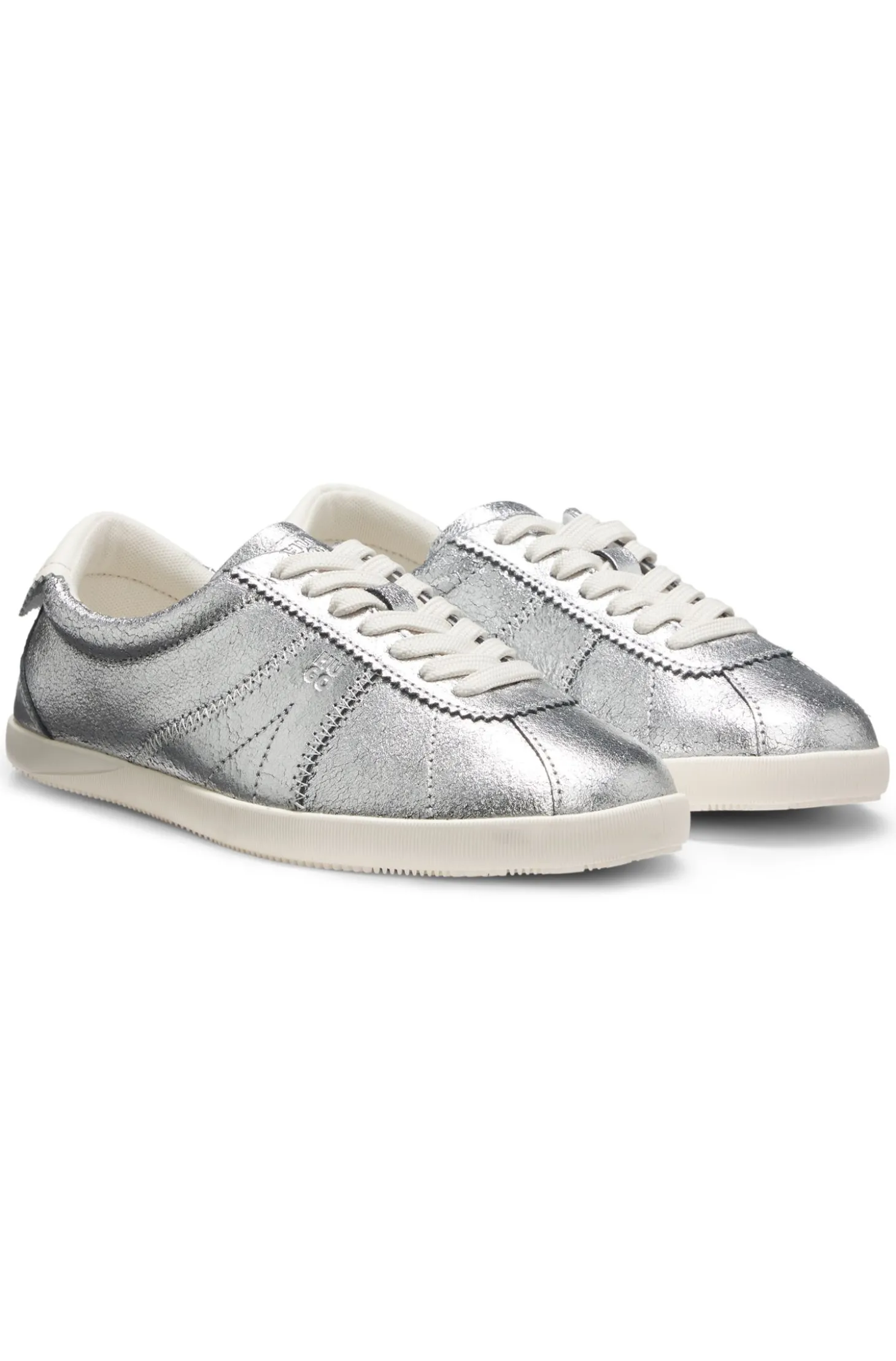 Sneakers aus Leder mit Metallic-Effekt