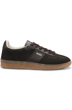Sneakers aus Leder und Veloursleder mit Details im Python-Print
