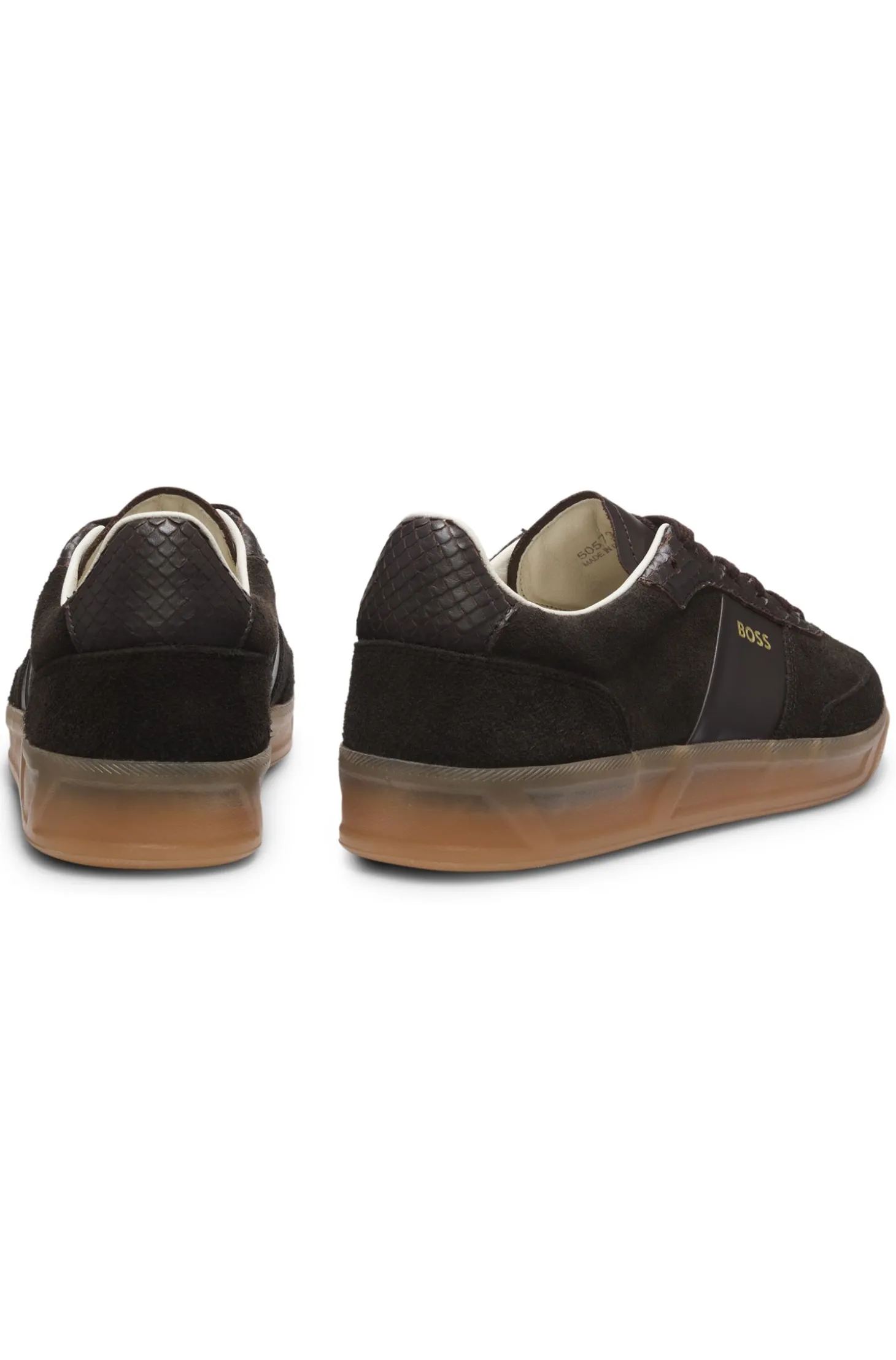Sneakers aus Leder und Veloursleder mit Details im Python-Print