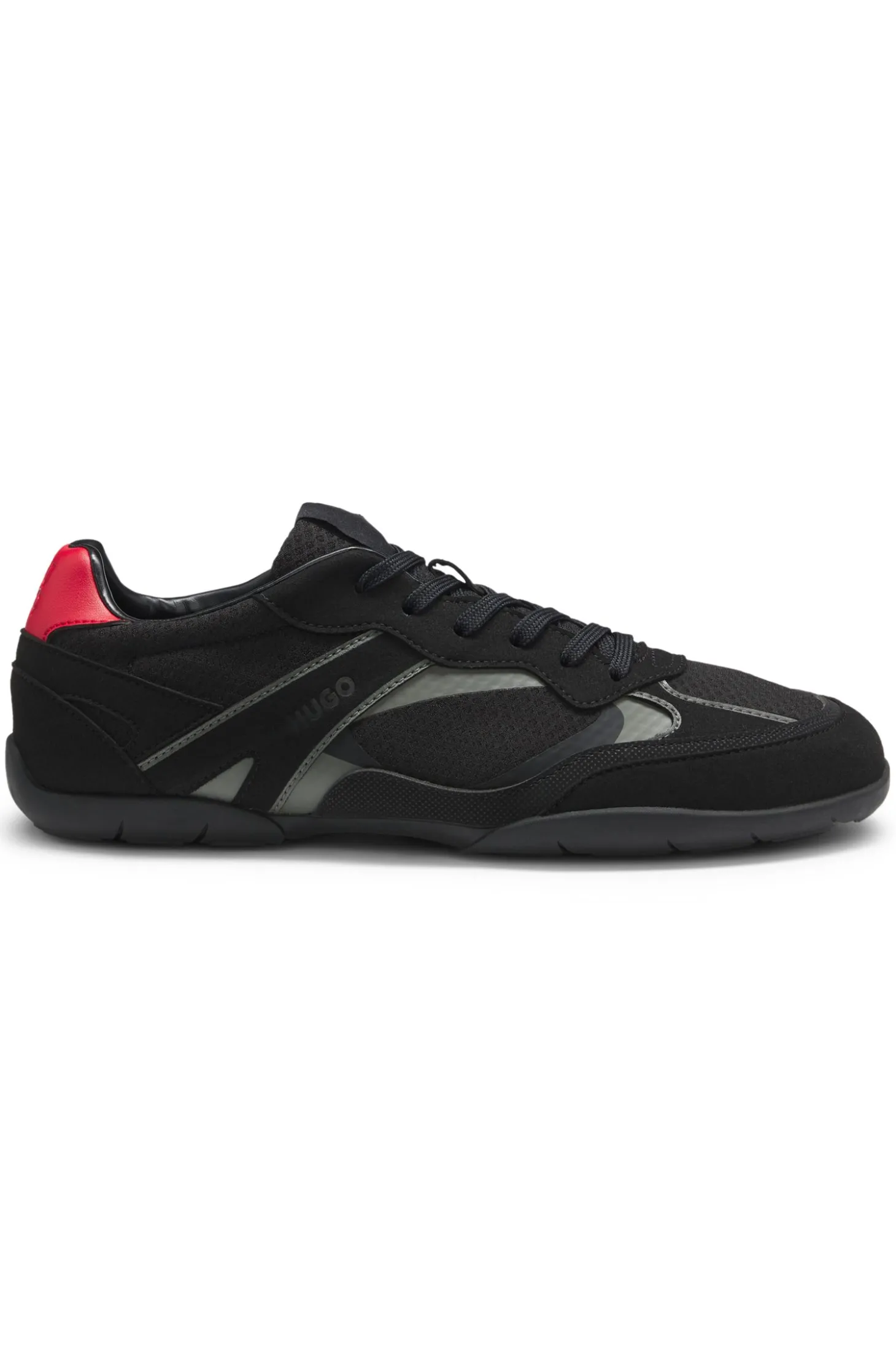 Sneakers aus Mesh und Veloursleder-Imitat
