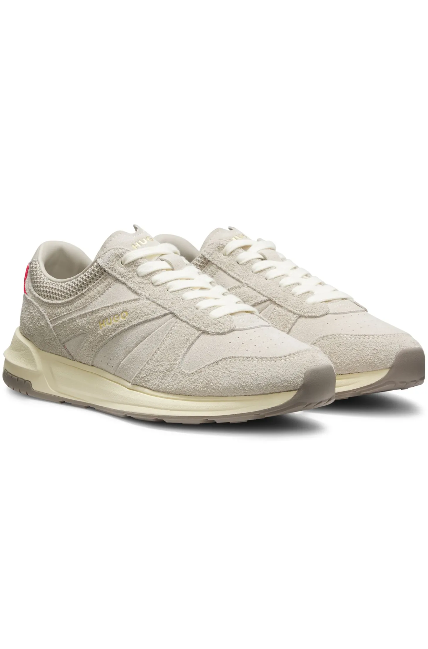 Sneakers aus strukturiertem Veloursleder mit Logo-Details