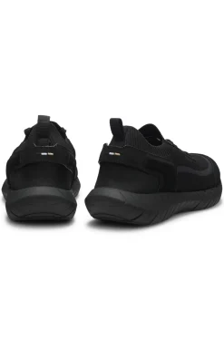 Sneakers aus Veloursleder mit Stricksocke und Schnürung