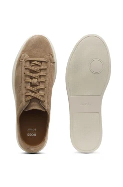 Sneakers aus Veloursleder mit Logo-Prägung