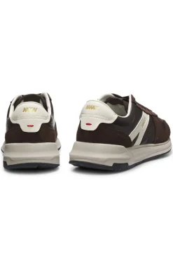 Sneakers aus Veloursleder mit goldfarbenem Folien-Logo