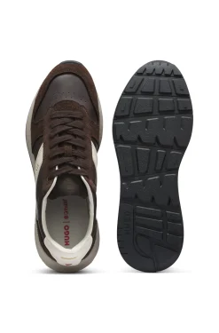 Sneakers aus Veloursleder mit goldfarbenem Folien-Logo